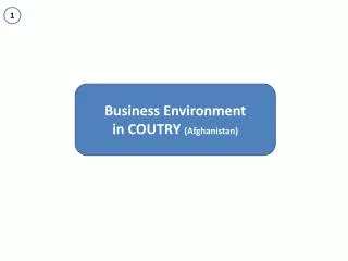 Business Environment i n COUTRY (Afghanistan)