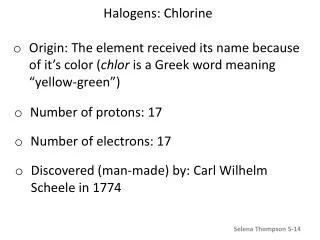 Halogens: Chlorine