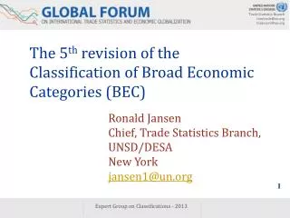 The 5 th revision of the Classification of Broad Economic Categories (BEC)