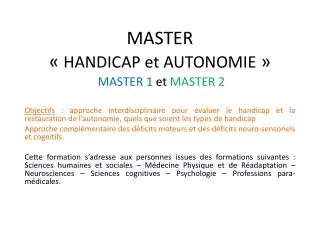 master handicap et autonomie