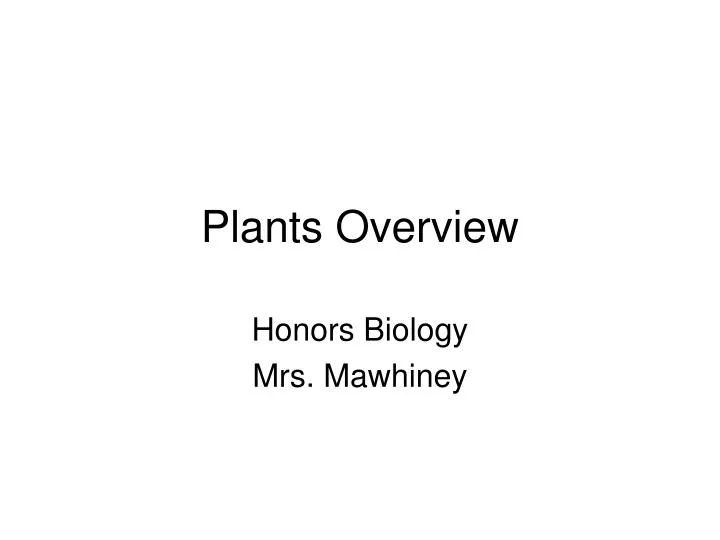 plants overview