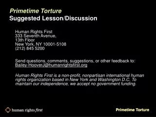 Primetime Torture Suggested Lesson/Discussion