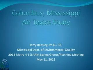 Columbus, Mississippi Air Toxics Study