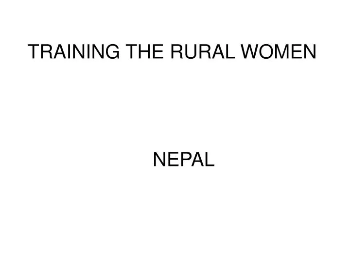 training the rural women