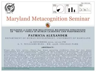 Maryland Metacognition Seminar