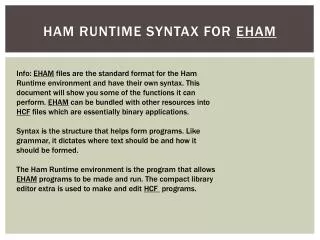 Ham runtime syntax for eham