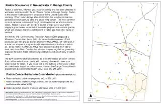 Radon Occurrence in Groundwater in Orange County