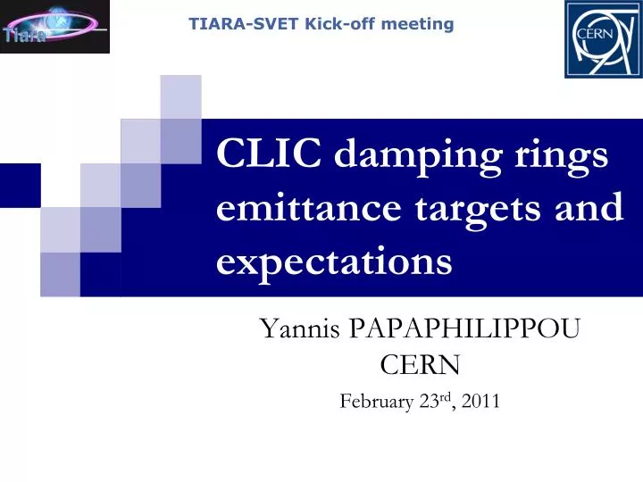 clic damping rings emittance targets and expectations