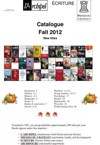 Catalogue Fall 2012 New titles