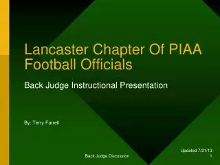 Lancaster Chapter Of PIAA Football Officials