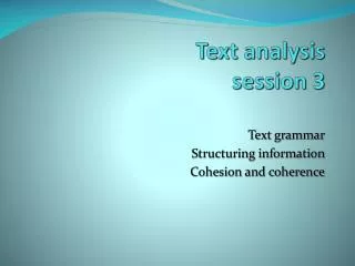 Text analysis session 3