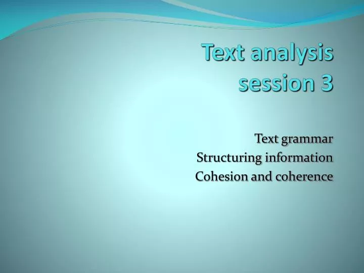 text analysis session 3