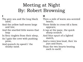 Meeting at Night By: Robert Browning