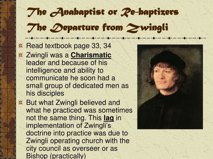 the anabaptist or re baptizers the departure from zwingli