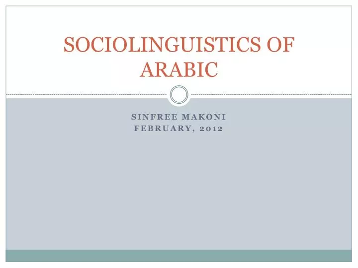 sociolinguistics of arabic