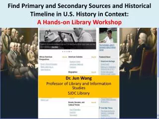 Find Primary and Secondary Sources and Historical Timeline in U.S. History in Context: