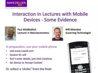 Interaction in Lectures with Mobile Devices - Some Evidence