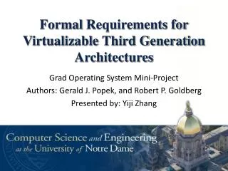 Formal Requirements for Virtualizable Third Generation Architectures