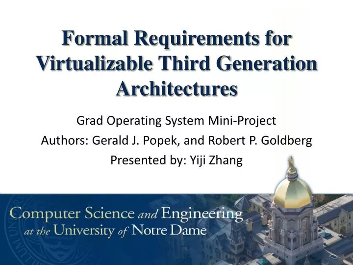 formal requirements for virtualizable third generation architectures