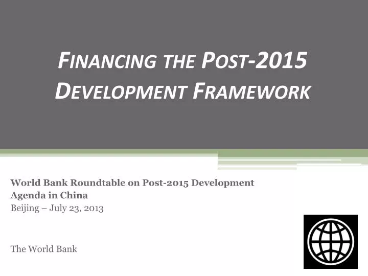 financing the post 2015 development framework