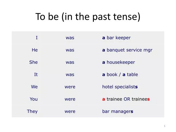 to be in the past tense