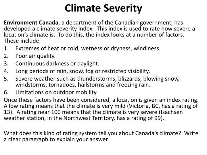 climate severity