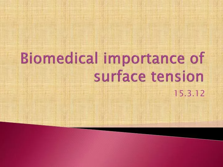 biomedical importance of surface tension