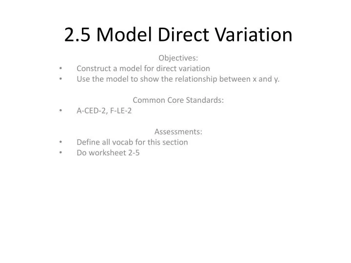 2 5 model direct variation