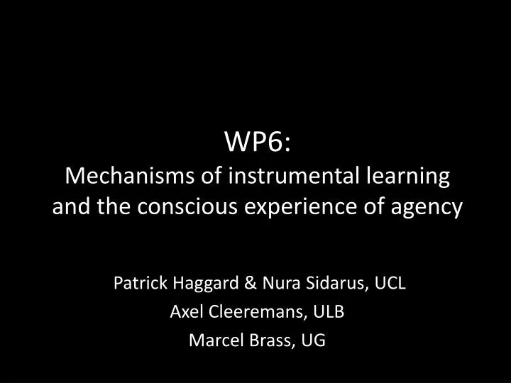 wp6 mechanisms of instrumental learning and the conscious experience of agency