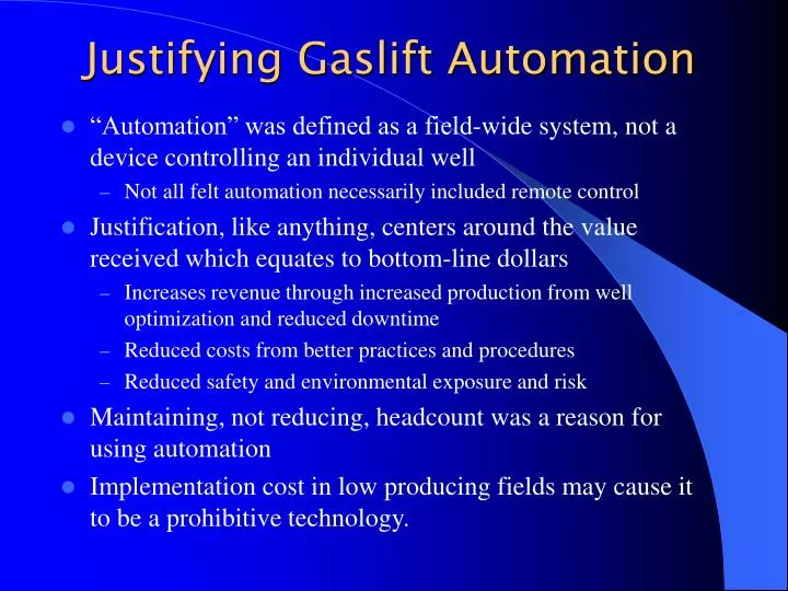 justifying gaslift automation