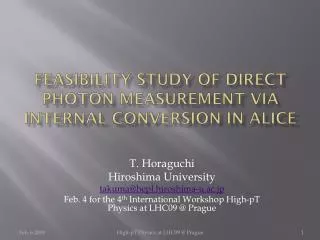 Feasibility Study of Direct Photon Measurement via Internal Conversion in ALICE