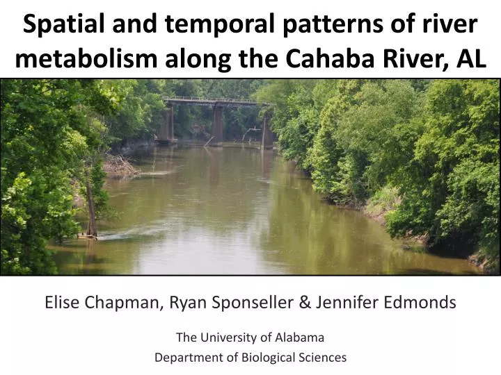 spatial and temporal patterns of river metabolism along the cahaba river al