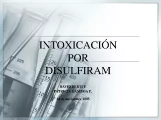 intoxicaci n por disulfiram