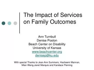 The Impact of Services on Family Outcomes