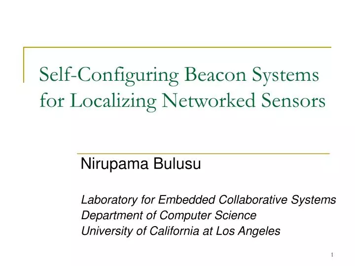 self configuring beacon systems for localizing networked sensors