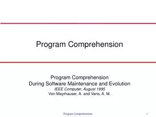 Program Comprehension