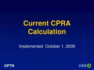 Current CPRA Calculation