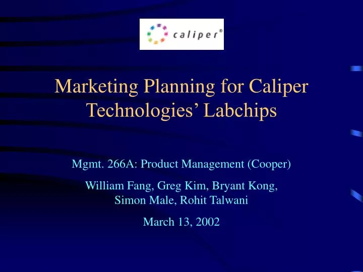 marketing planning for caliper technologies labchips