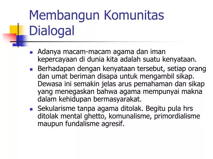 membangun komunitas dialogal