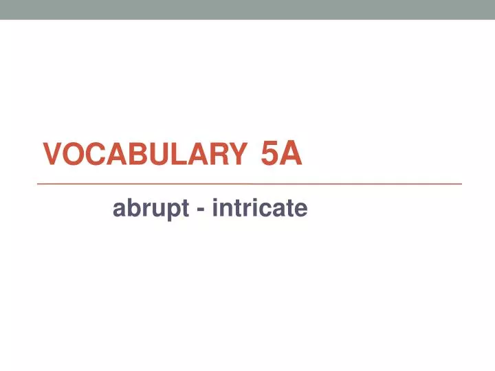 vocabulary 5a