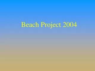 Beach Project 2004