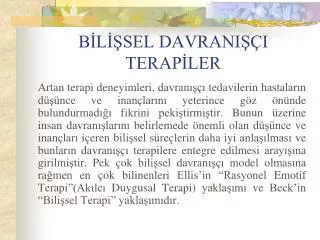 b l sel davrani i terap ler