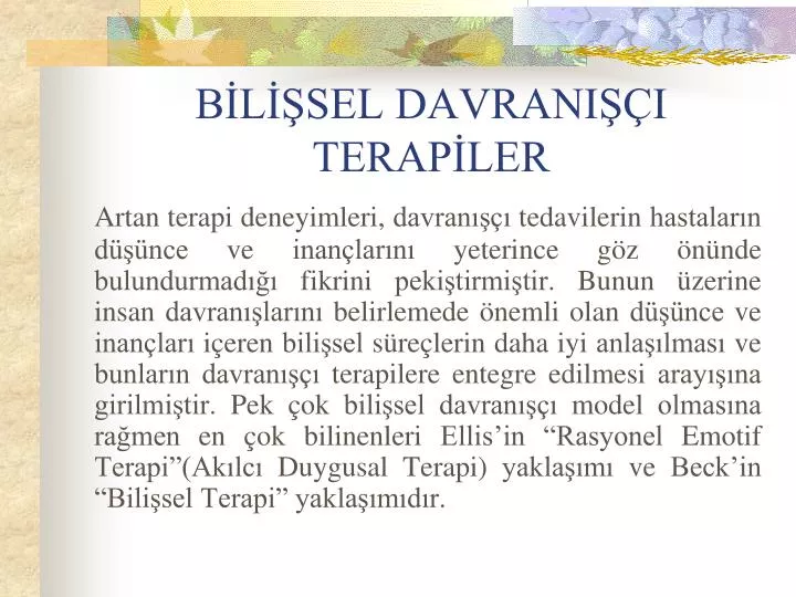 b l sel davrani i terap ler