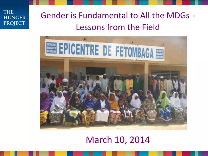 gender is fundamental to all the mdgs lessons from the field