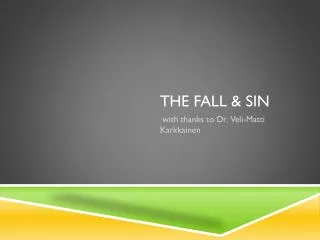 The Fall &amp; Sin