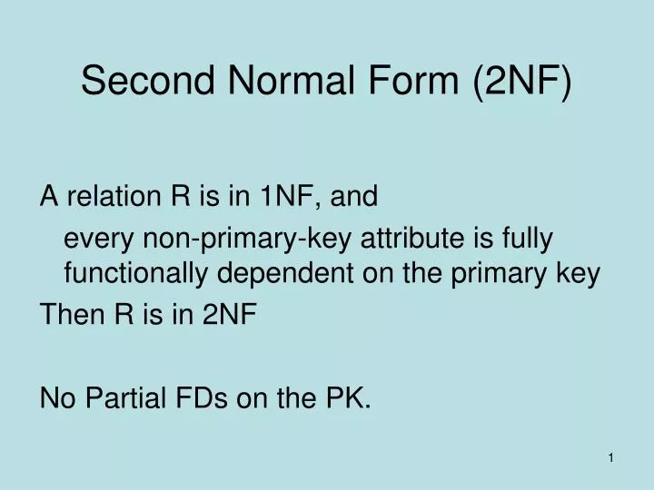 second normal form 2nf