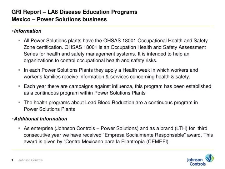 gri report la8 disease education programs mexico power solutions business