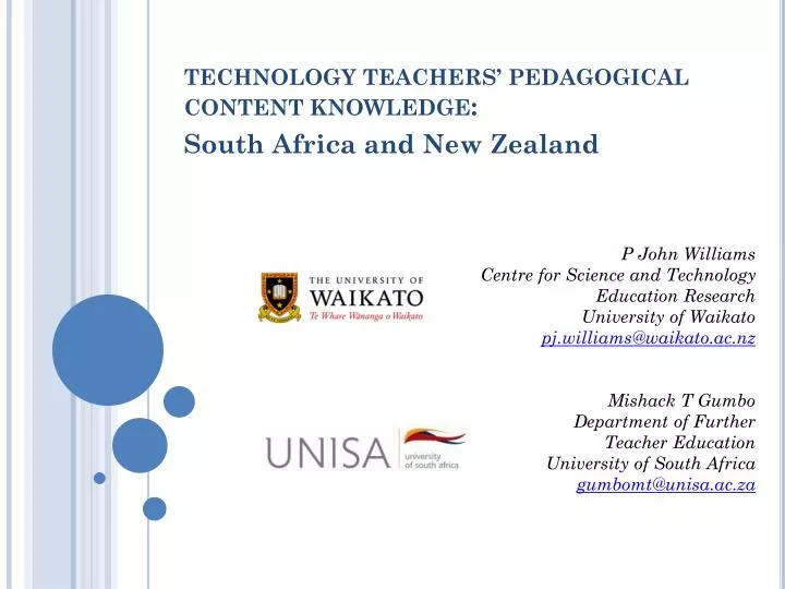 technology teachers pedagogical content knowledge south africa and new zealand