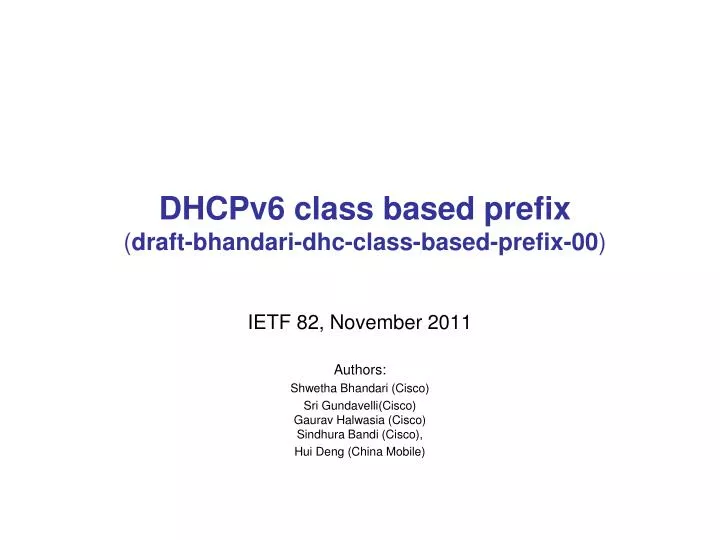 dhcpv6 class based prefix draft bhandari dhc class based prefix 00