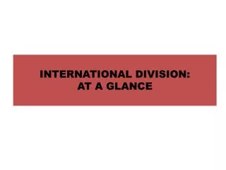 INTERNATIONAL DIVISION: AT A GLANCE